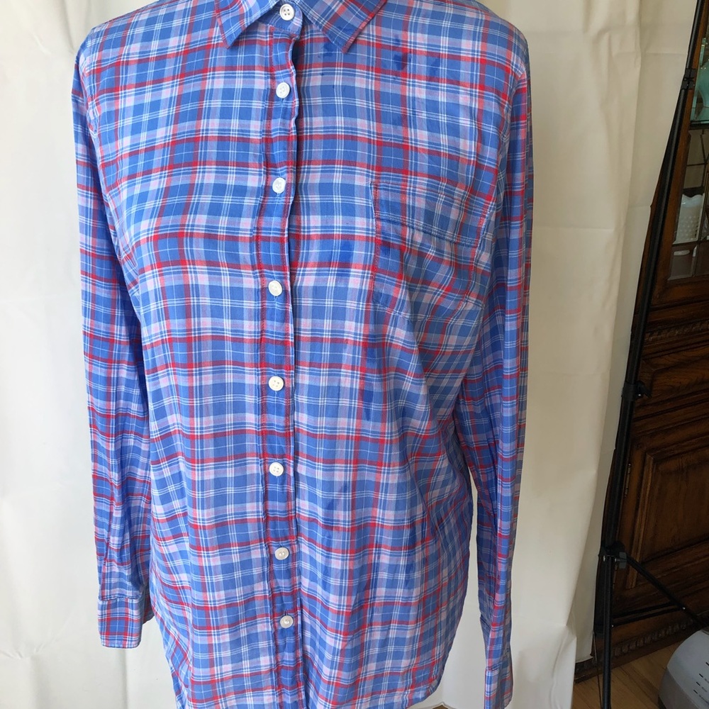 J.Crew Perfect Fit Blue Plaid Blouse